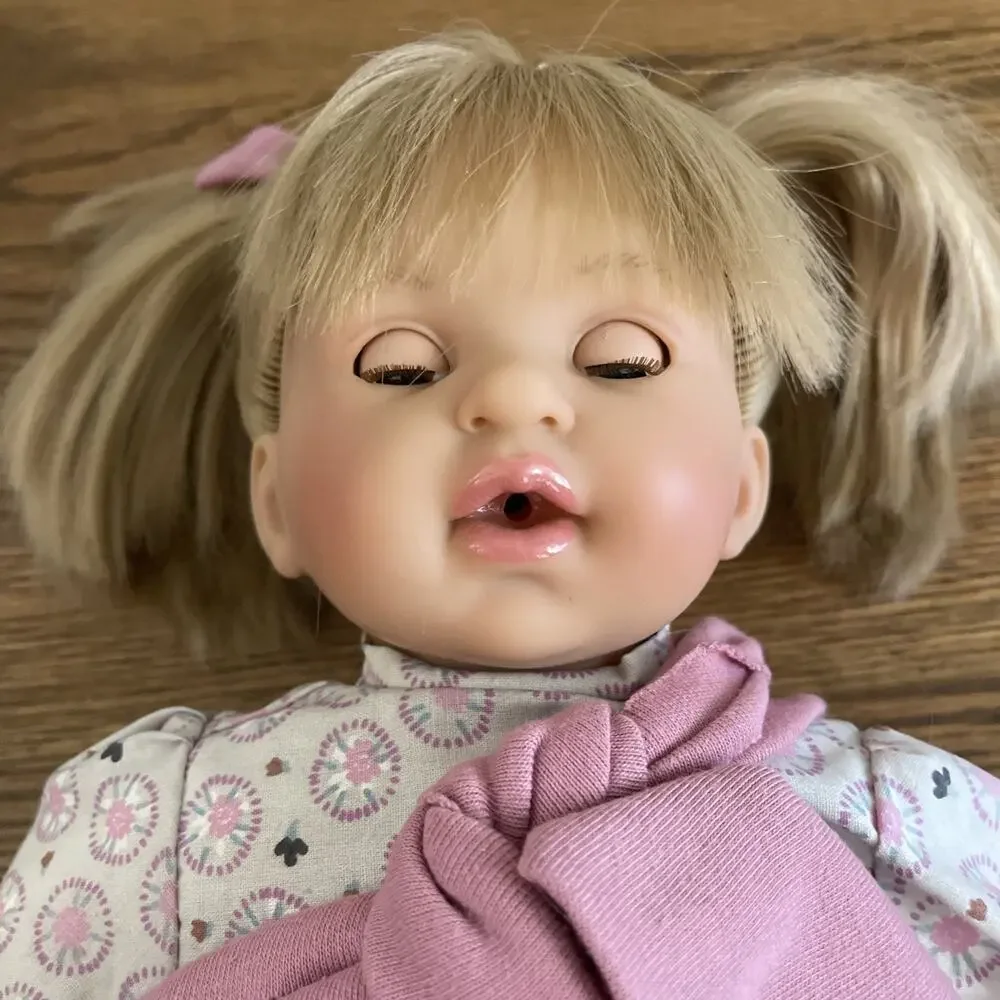 Nines d'Onil Alex Doll Missing Baby NWT 16” Soft Body Blue Sleepy Eye Pigtails